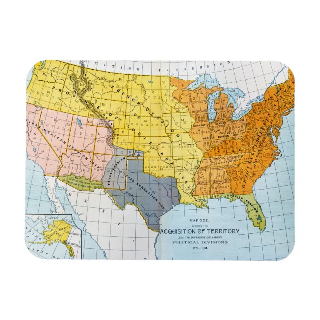 Magnet Flexible Carte américaine, 1776-1884 (Horizontal)