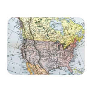 MAGNET FLEXIBLE CARTE : AMÉRIQUE DU NORD, 1890