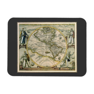 Magnet Flexible Carte Ancienne, America Sive Novus Orbis, 1596