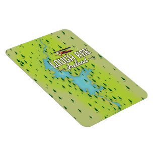 Magnet Flexible Carte ancienne du Lough Ree Irlande.
