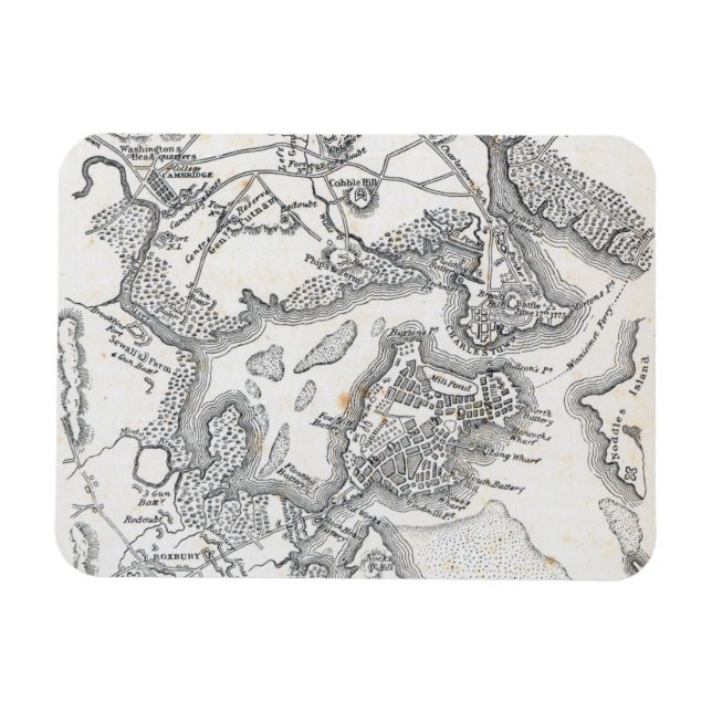 Magnet Flexible Carte antique de Boston | 1775-1776 (Horizontal)