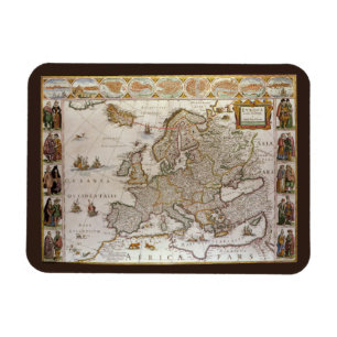 Magnet Flexible Carte antique de l'Europe par Willem Jansz Blaeu,