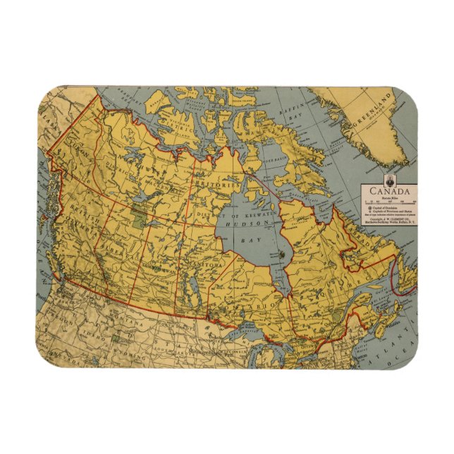 Magnet Flexible Carte antique du Canada (Horizontal)