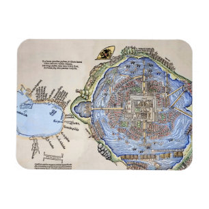 Magnet Flexible Carte antique du Tenochtitlan capitale aztèque