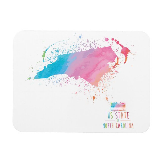 Magnet Flexible Carte aquarelle | Caroline du Nord (Horizontal)