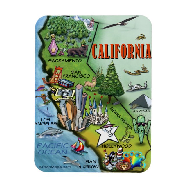 Magnet Flexible Carte Cartographique de Californie (Vertical)