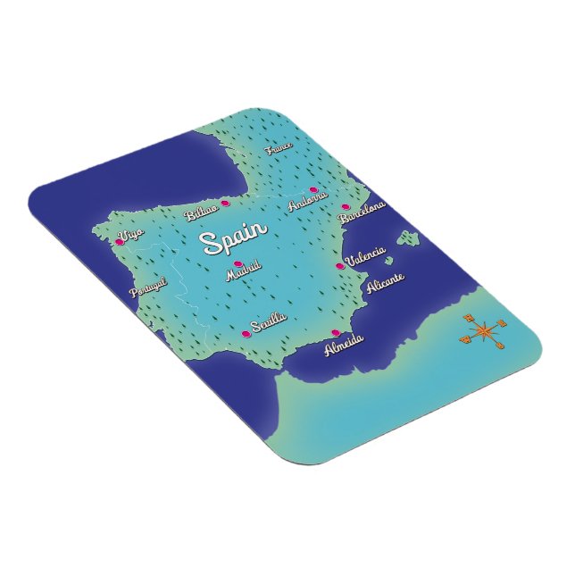 Magnet Flexible Carte Classique De L'Espagne (Côté Droit)