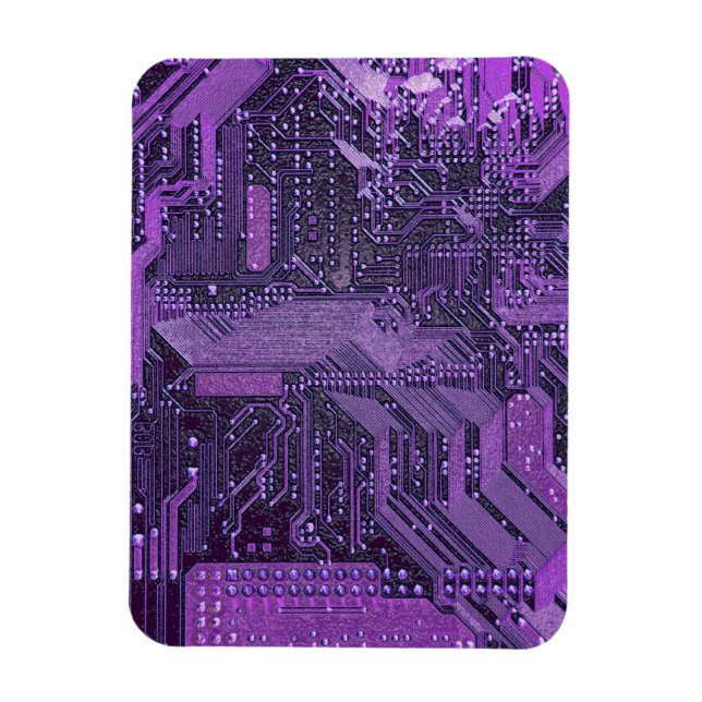 Magnet Flexible Carte Cyber Circuit Purple Tech Art Electronique (Vertical)