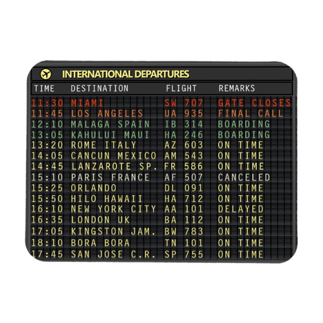 Magnet Flexible Carte d'aéroport (personnalisable en texte) (Horizontal)