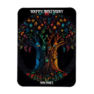 Magnet Flexible Carte d'anniversaire avec arbre en pleine couleur