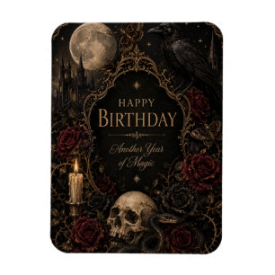 Magnet Flexible Carte d'anniversaire gothique, Floral sombre, Papi