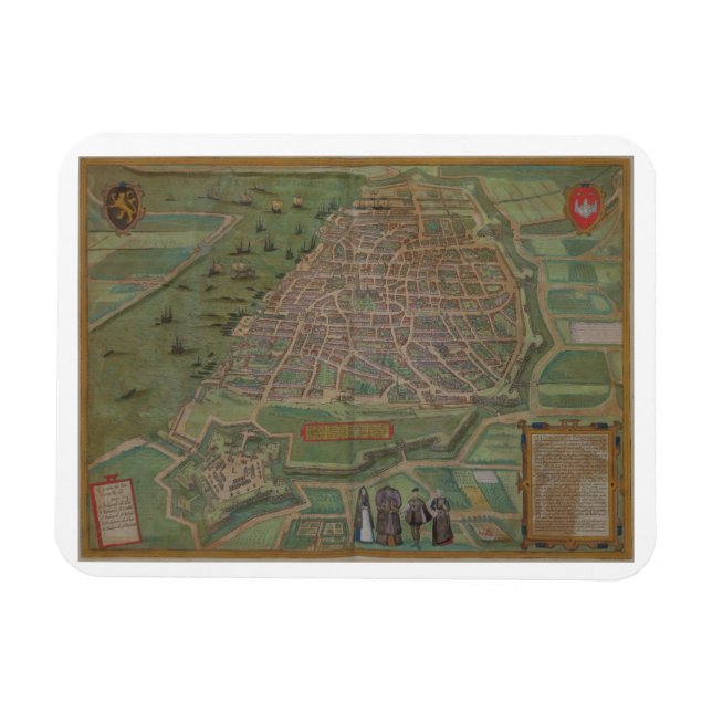 Magnet Flexible Carte d'Anvers, de Civitates Orbis Terrarum par (Horizontal)