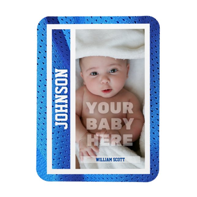 Magnet Flexible Carte de baseball de bébé avec motif en maille ble (Vertical)
