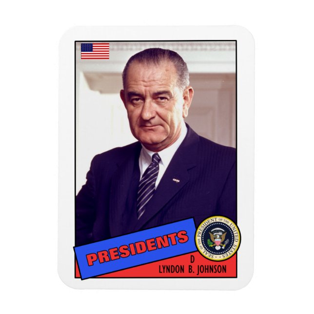 Magnet Flexible Carte de baseball Lyndon B. Johnson (Vertical)