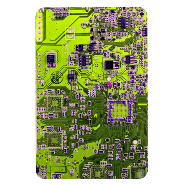Magnet Flexible Carte de circuit Geek d'ordinateur Neon Jaune (Vertical)
