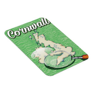 Magnet Flexible carte de cornwall affiche de voyage vintage