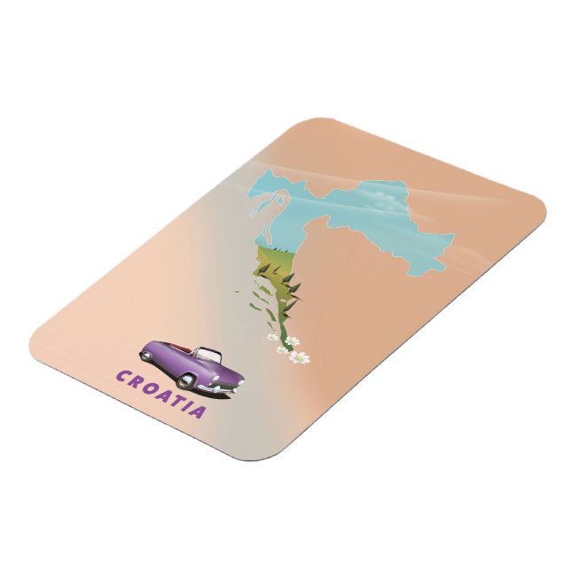 Magnet Flexible Carte de Croatie Affiche illustrée. (Côté Gauche)