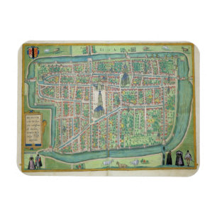 Magnet Flexible Carte de Delft, de "Civitates Orbis Terrarum" par