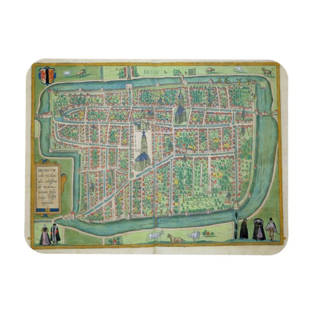Magnet Flexible Carte de Delft, de 'Civitates Orbis Terrarum' par  (Horizontal)