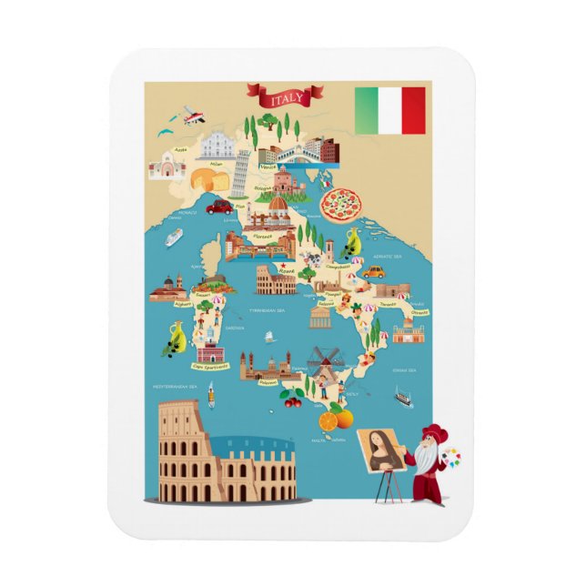 Magnet Flexible Carte de dessin de l'Italie (Vertical)