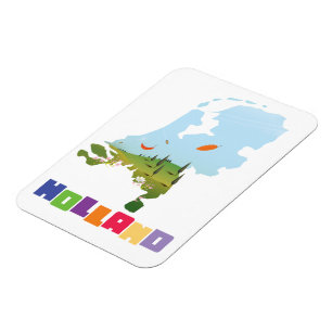 Magnet Flexible carte de Hollande en caricature