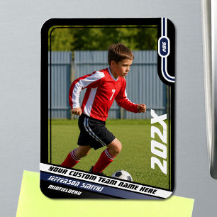 Magnet Flexible Carte de joueur de football en noir et bleu