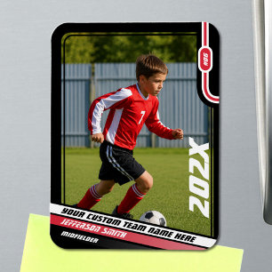 Magnet Flexible Carte de joueur de football en noir rouge