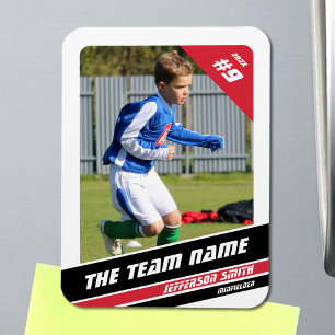 Magnet Flexible Carte de joueur de football en rouge blanc vigoure