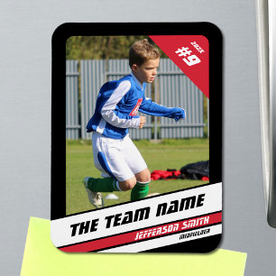 Magnet Flexible Carte de joueur de football en rouge noir vigoureu