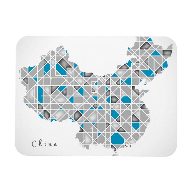 Magnet Flexible Carte de la Chine | Crystal Diamond Style Artwork (Horizontal)