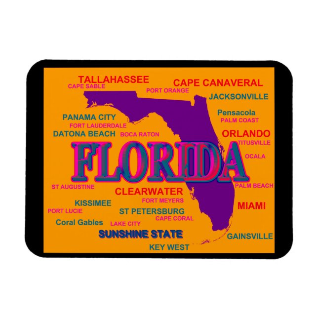 Magnet Flexible Carte de la Fierté d'État de Floride Silhouette (Horizontal)