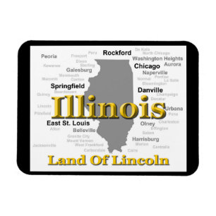 Magnet Flexible Carte de la Fierté d'État de l'Illinois Silhouette