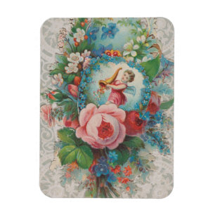 Magnet Flexible Carte de la Saint-Valentin florale de l'ère victor