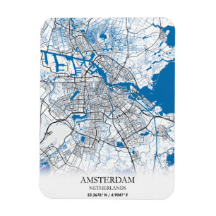 Magnet Flexible Carte de la ville d'Amsterdam - Simple voyage