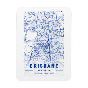 Magnet Flexible Carte de la ville de Brisbane Tint bleu