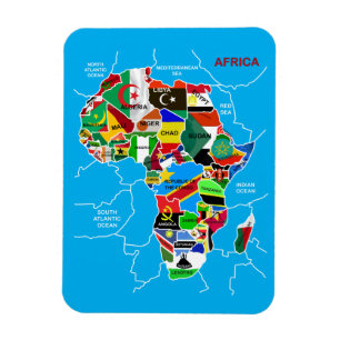 Magnet Flexible Carte de l'Afrique avec drapeaux