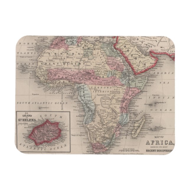 Magnet Flexible Carte de l'Afrique avec Sainte-Hélène (Horizontal)