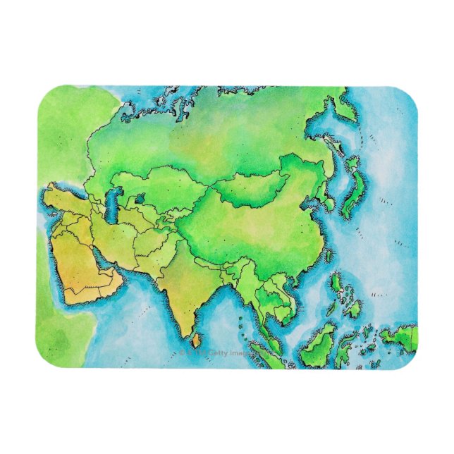 Magnet Flexible Carte de l'Asie (Horizontal)