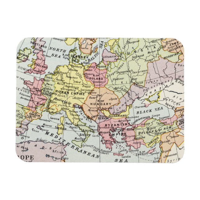 Magnet Flexible Carte de l'Europe | La Troisième Croisade (Horizontal)