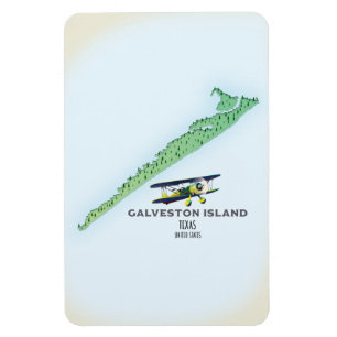 Magnet Flexible Carte de l'île de Galveston Texas États-Unis
