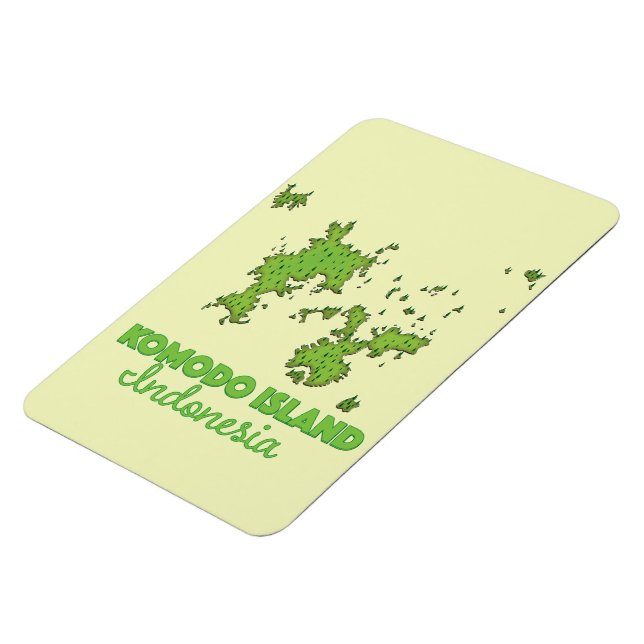 Magnet Flexible Carte de l'île de Komodo Indonésie (Côté Gauche)