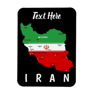 Magnet Flexible Carte de l'Iran avec drapeau et emblème