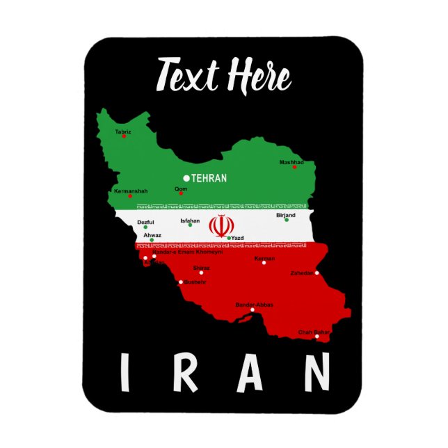 Magnet Flexible Carte de l'Iran avec drapeau et emblème (Vertical)