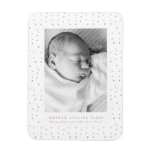 Carte de naissance bébé avec confettis roses