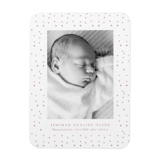 Magnet Flexible Carte de naissance bébé avec confettis roses