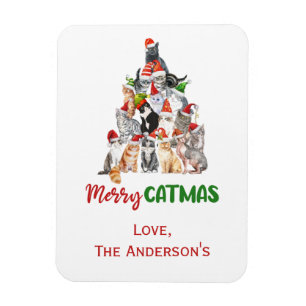 Magnet Flexible Carte de Noël Arbre de Noël pour amateur de chats