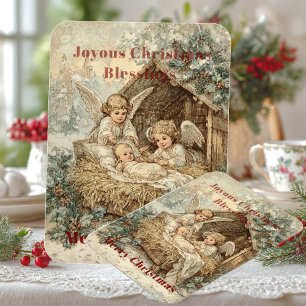 Magnet Flexible Carte de Noël avec bébé Jésus dans une mangeoire e