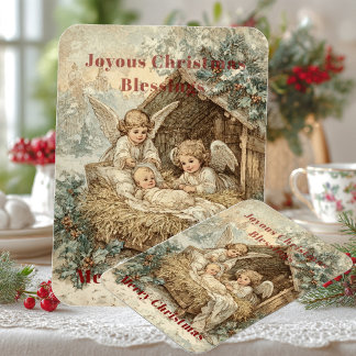 Magnet Flexible Carte de Noël avec bébé Jésus dans une mangeoire e