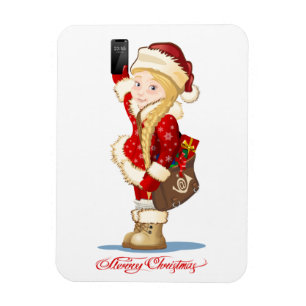 Magnet Flexible Carte de Noël avec dessin animé Snow Maiden - Post