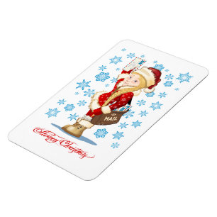 Magnet Flexible Carte de Noël avec dessin animé Snow Maiden - Post
